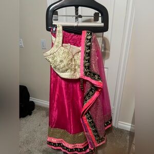 Pink and Gold Embroidered Lehenga Choli